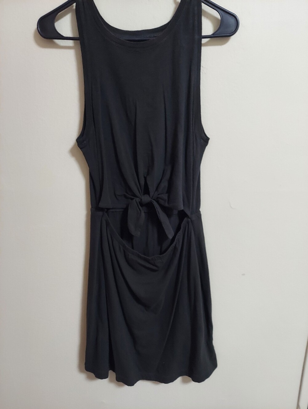 aerie Black Backless Tie-Front Sleeveless Dress